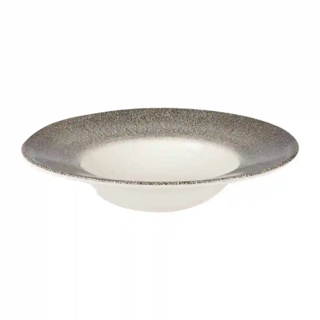 Churchill Studio Prints Raku Round Wide Rim Bowls White and Quartz Black 280mm