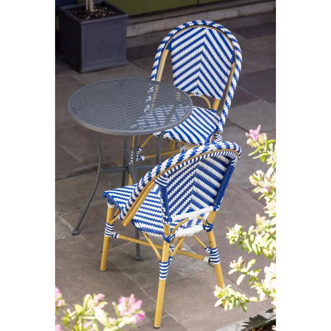 Bolero Parisian Style Rattan Side Chair Blue (Pack of 2) - Image 6