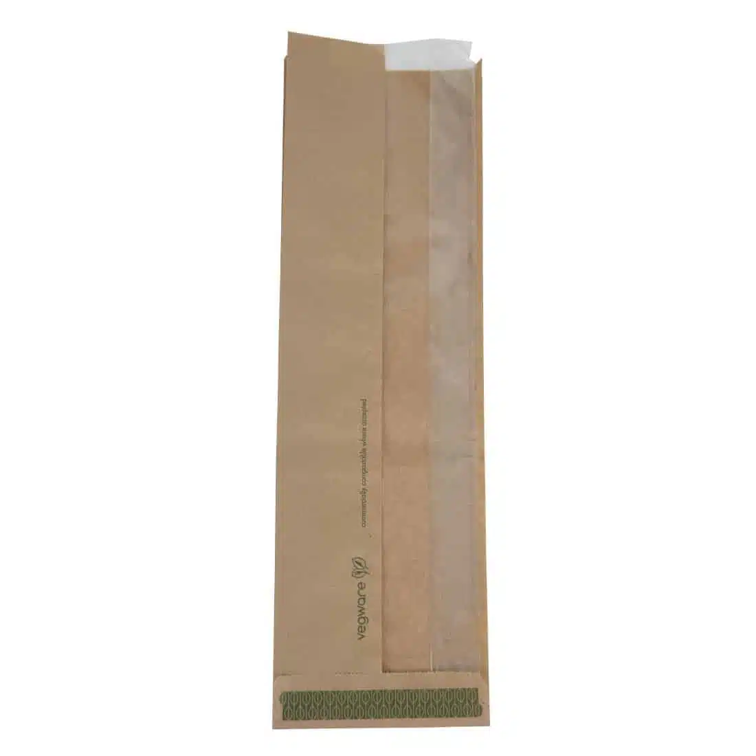 Vegware Compostable Kraft Baguette Bags With PLA Window (Pack of 1000) - Image 1