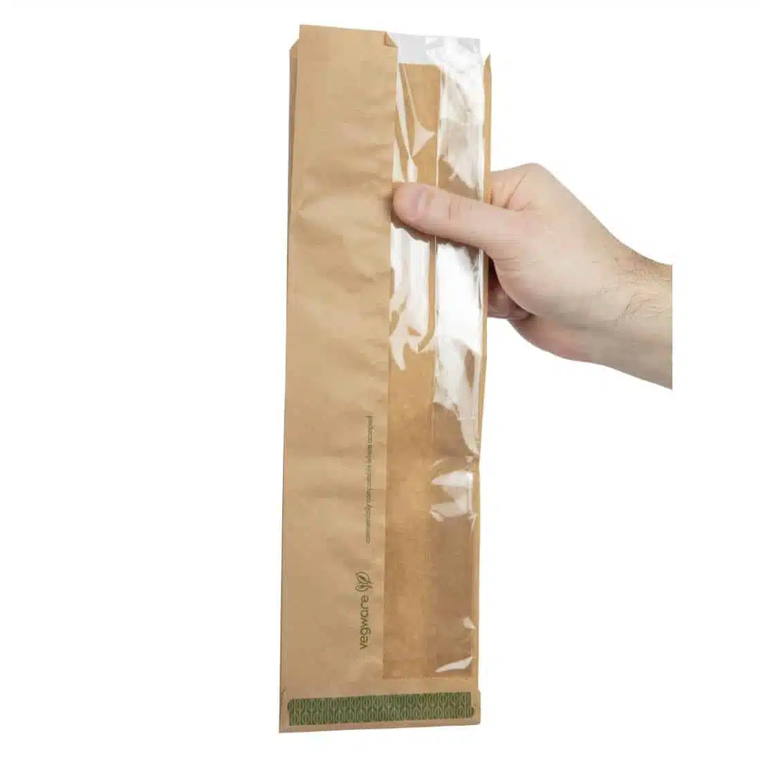 Vegware Compostable Kraft Baguette Bags With PLA Window (Pack of 1000) - Image 5