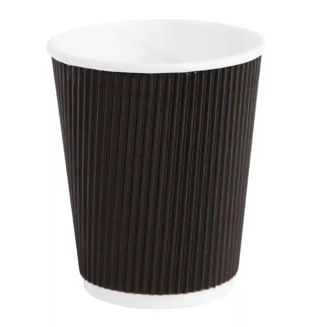 Fiesta Recyclable Coffee Cups Ripple Wall Black 225ml / 8oz (Pack of 25) - Image 1