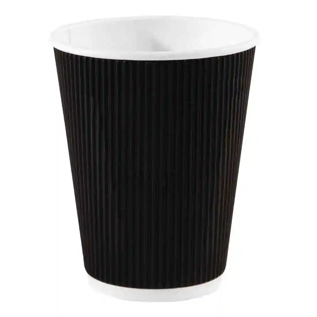 Fiesta Recyclable Coffee Cups Ripple Wall Black 340ml / 12oz (Pack of 25) - Image 1