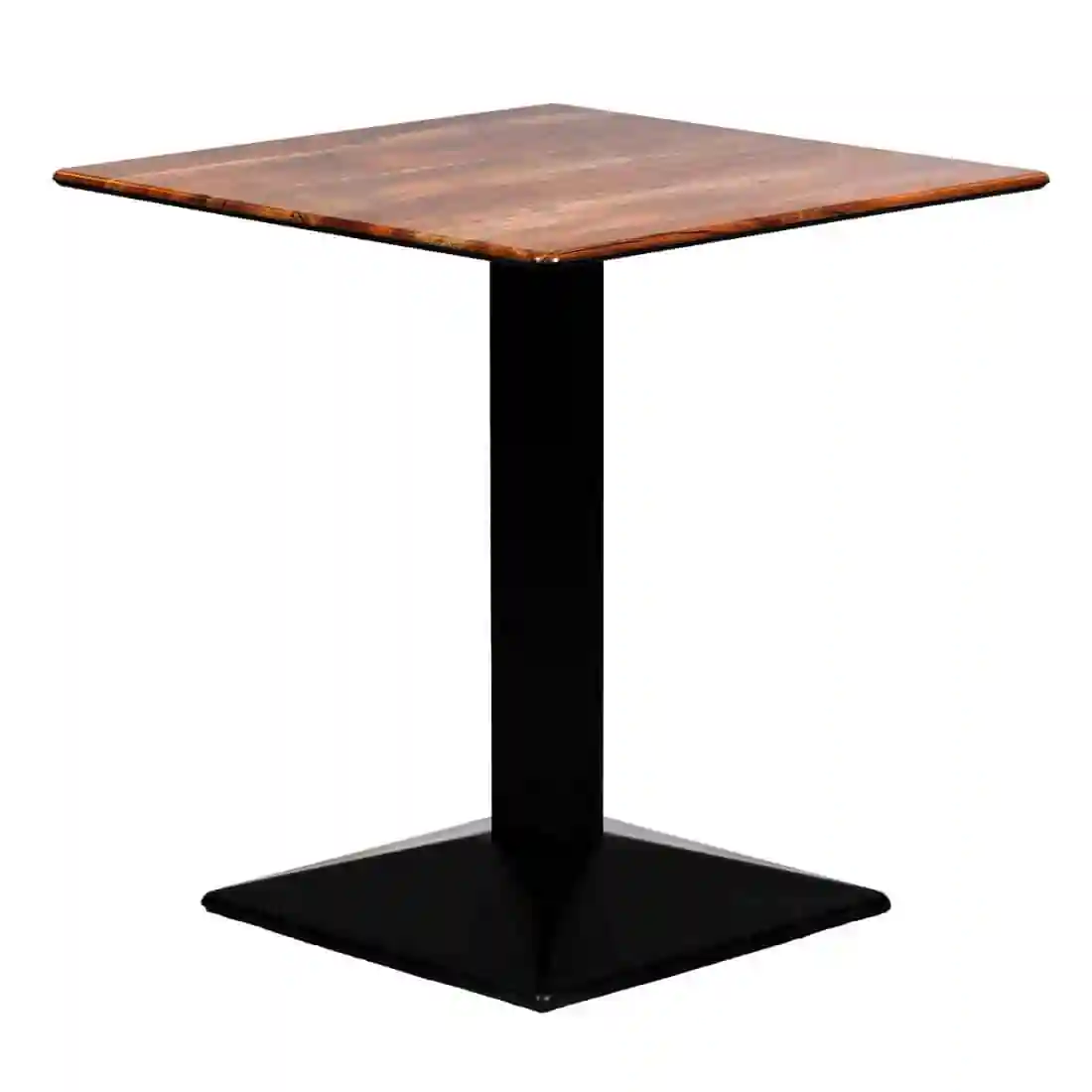 Turin Metal Base 600mm Square Dining Table w/Laminate Top in Planked Oak - Image 1
