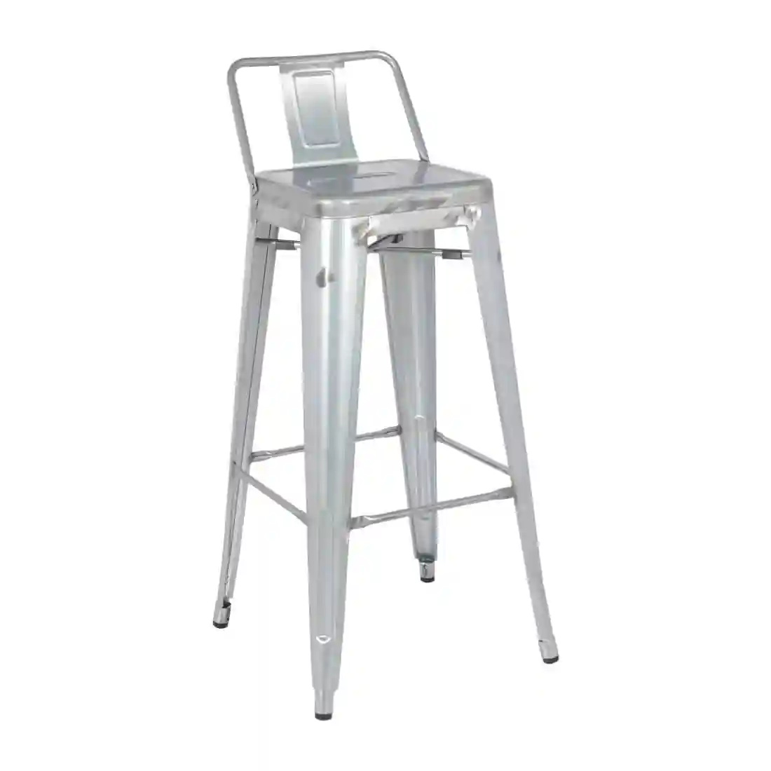 Bolero Bistro Galvanised Steel High Stool with Backrest (Pack of 4) - Image 1