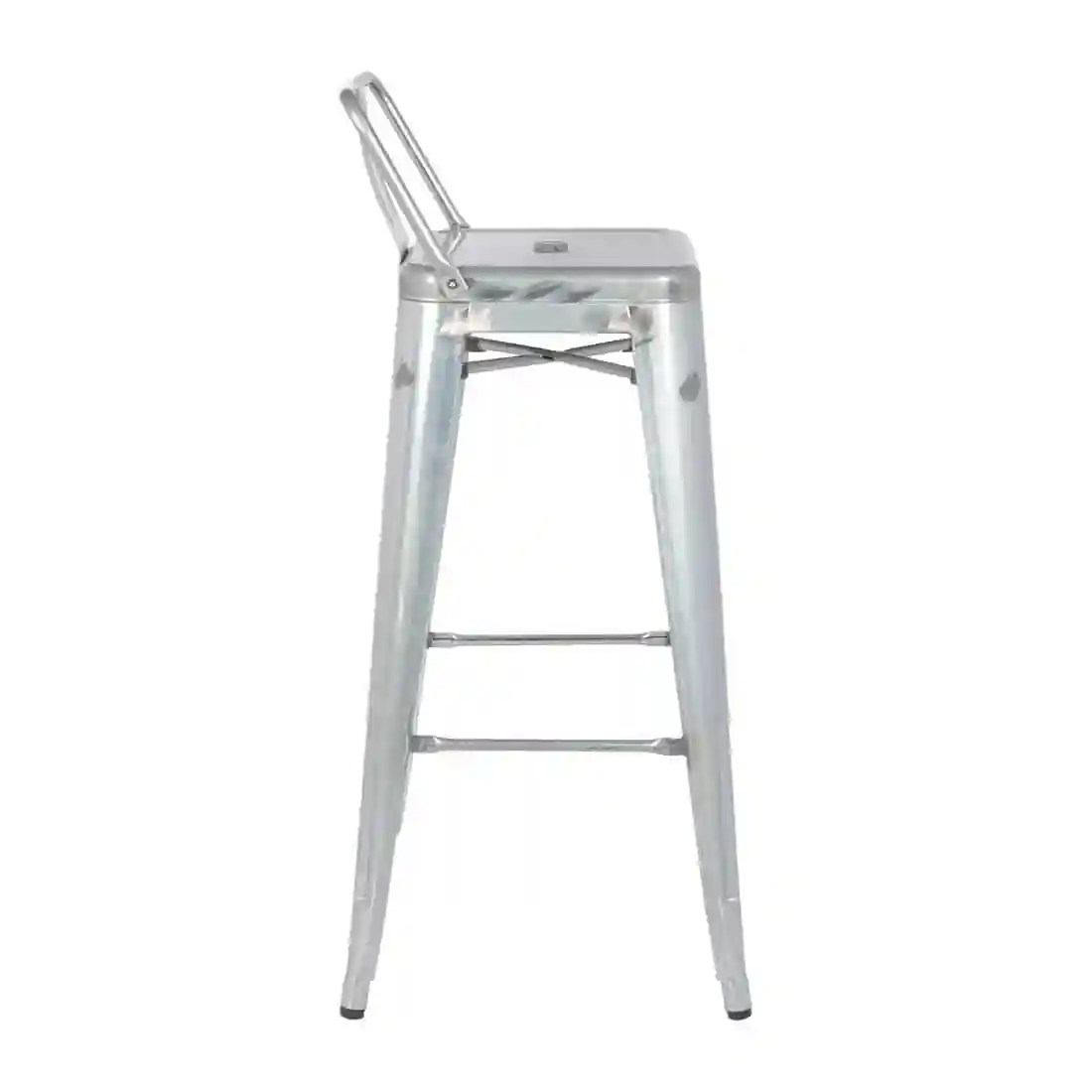 Bolero Bistro Galvanised Steel High Stool with Backrest (Pack of 4) - Image 2