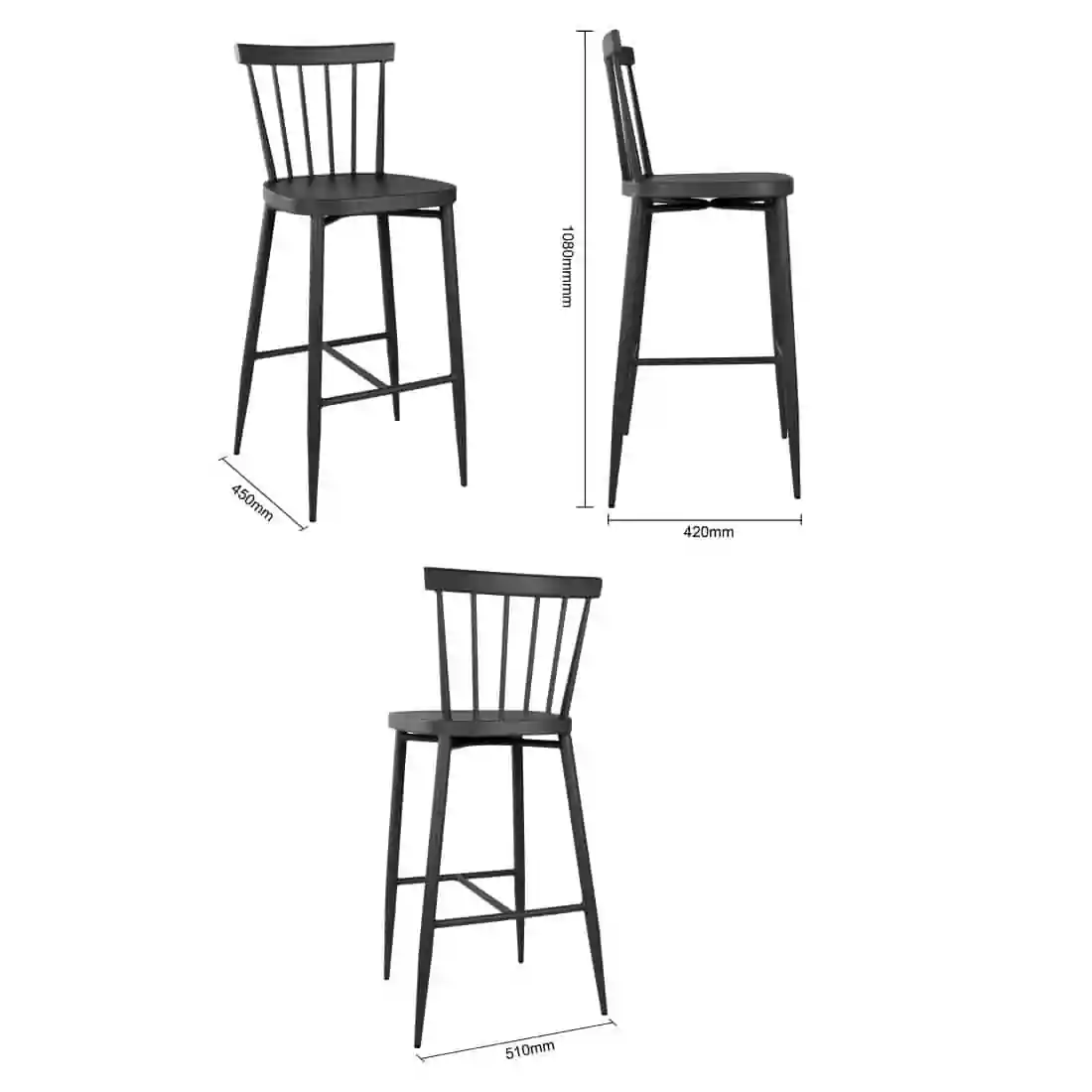 Bolero Windsor Aluminium Black High Stools (Pack of 2) - Image 6