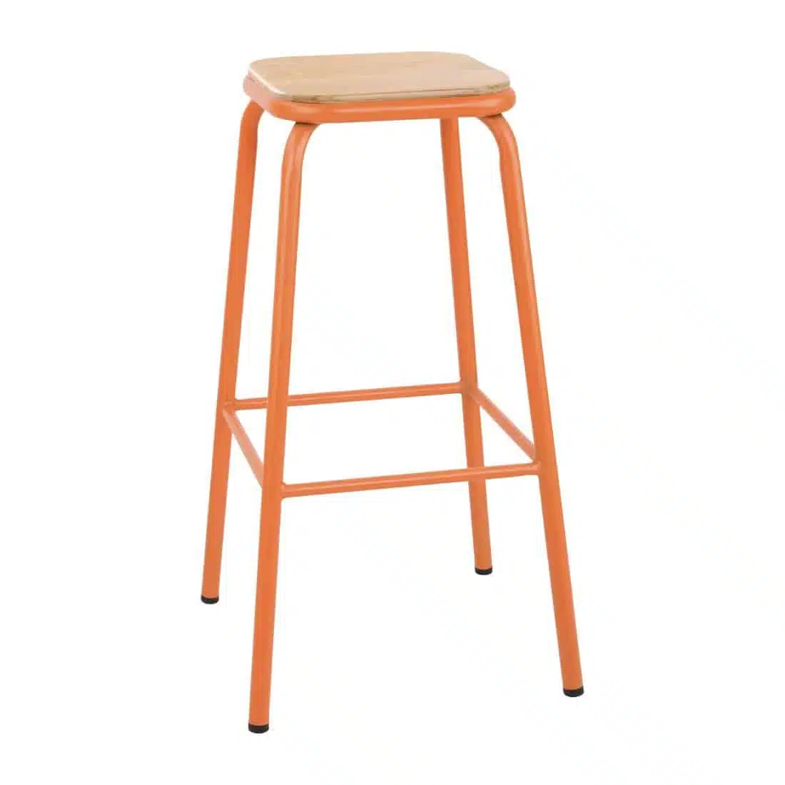 Bolero Cantina High Stools with Wooden Seat Pad Orange (Pack of 4) - Image 1