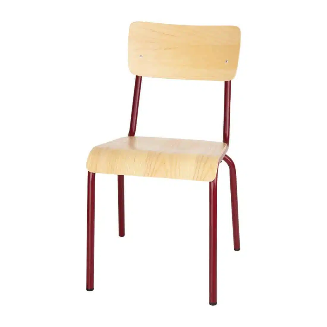 Bolero Cantina Side Chairs with Wooden Seat Pad and Backrest Wine Red (Pack of 4) - Image 1