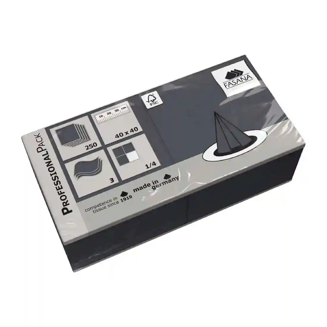 Fasana Dinner Napkin Black 40x40cm 3ply 1/4 Fold (Pack of 1000) - Image 2