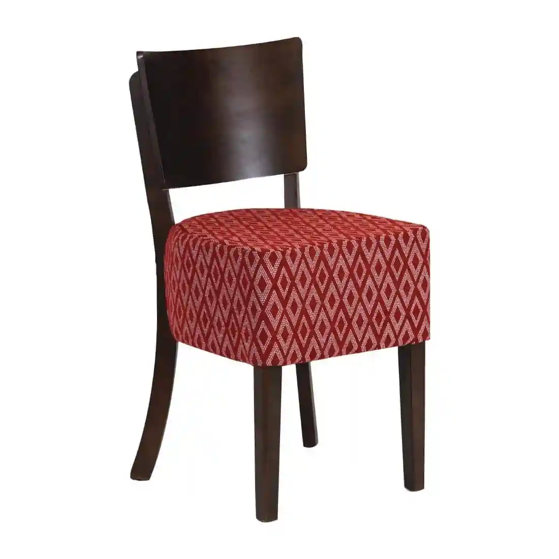 Asti Padded Dark Walnut Dining Chair with Red Diamond Deep Padded Seat and Back (Pack of 2) - Image 1