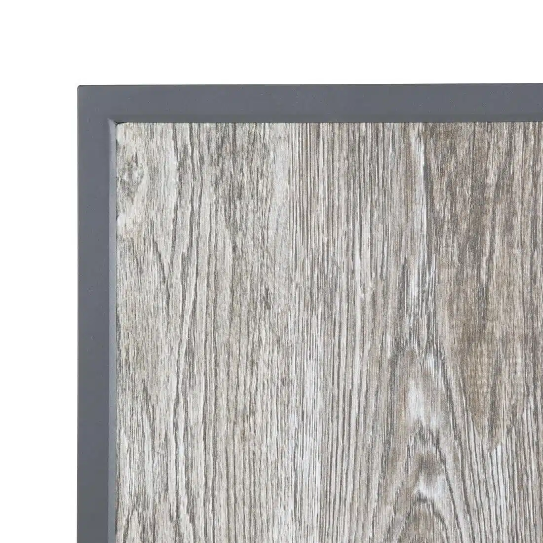 Bolero Wood Grain Effect Outdoor Tempered Glass Table Top Grey Trim 700mm - Image 3