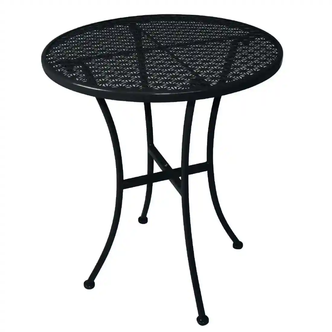 Bolero Black Steel Patterned Round Bistro Table Black 600mm - Image 1