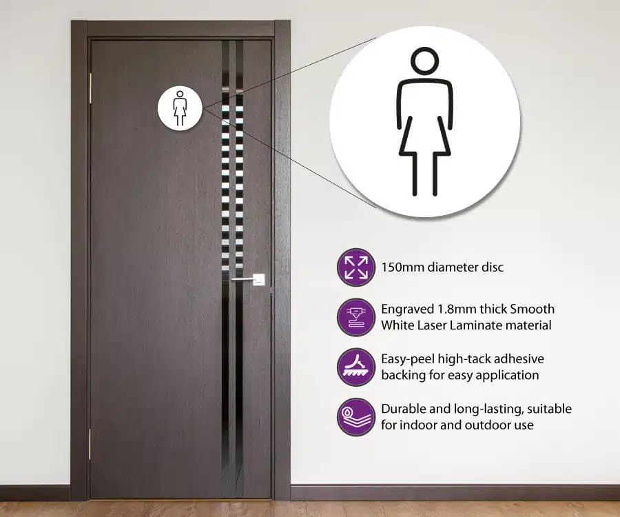 Ladies Toilet Door Symbol. 150mm - Image 3