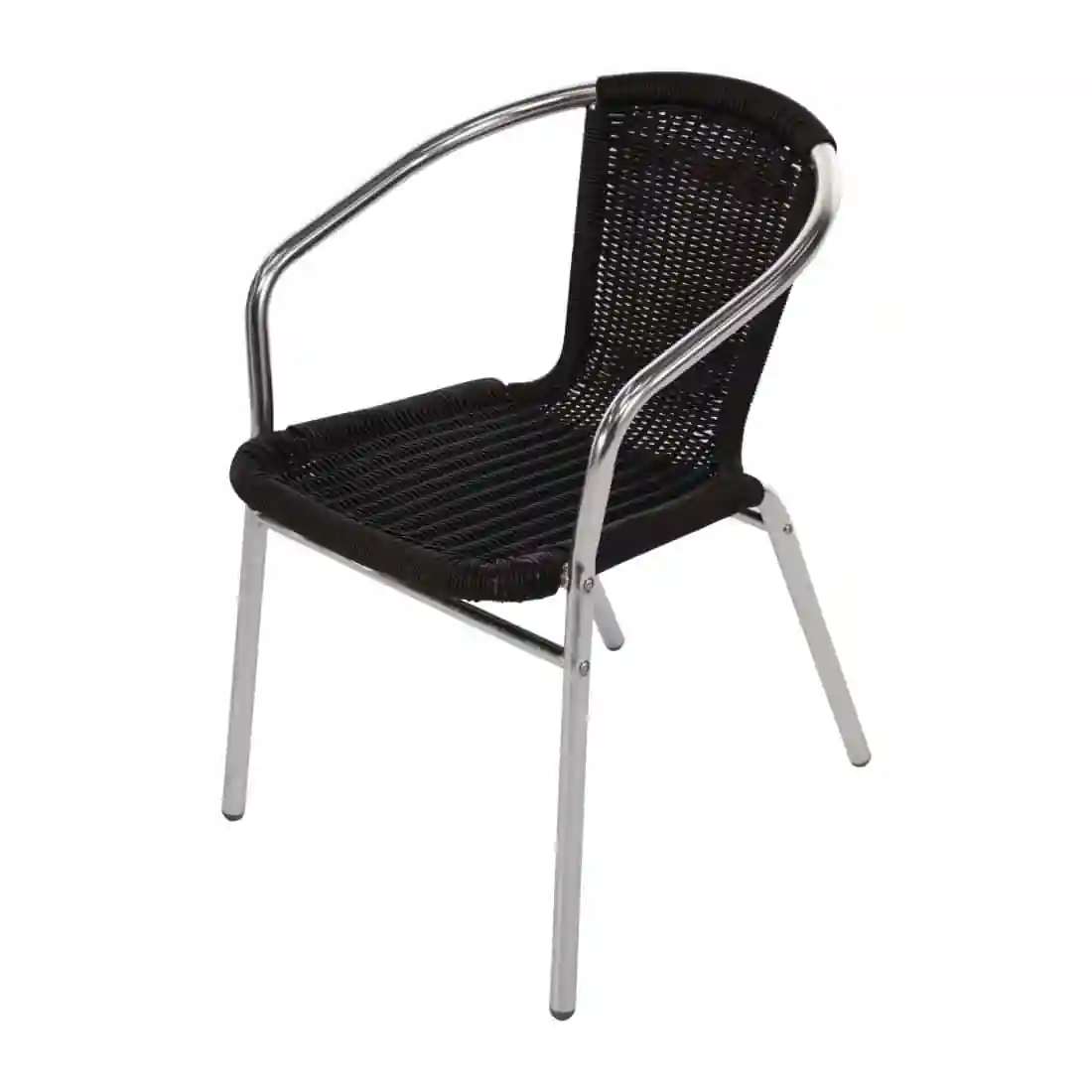 Bolero Aluminium and Black Wicker Chairs Black (Pack of 4) - Image 3