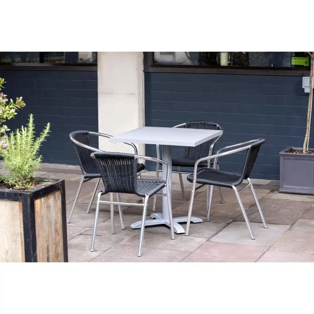 Bolero Aluminium and Black Wicker Chairs Black (Pack of 4) - Image 11