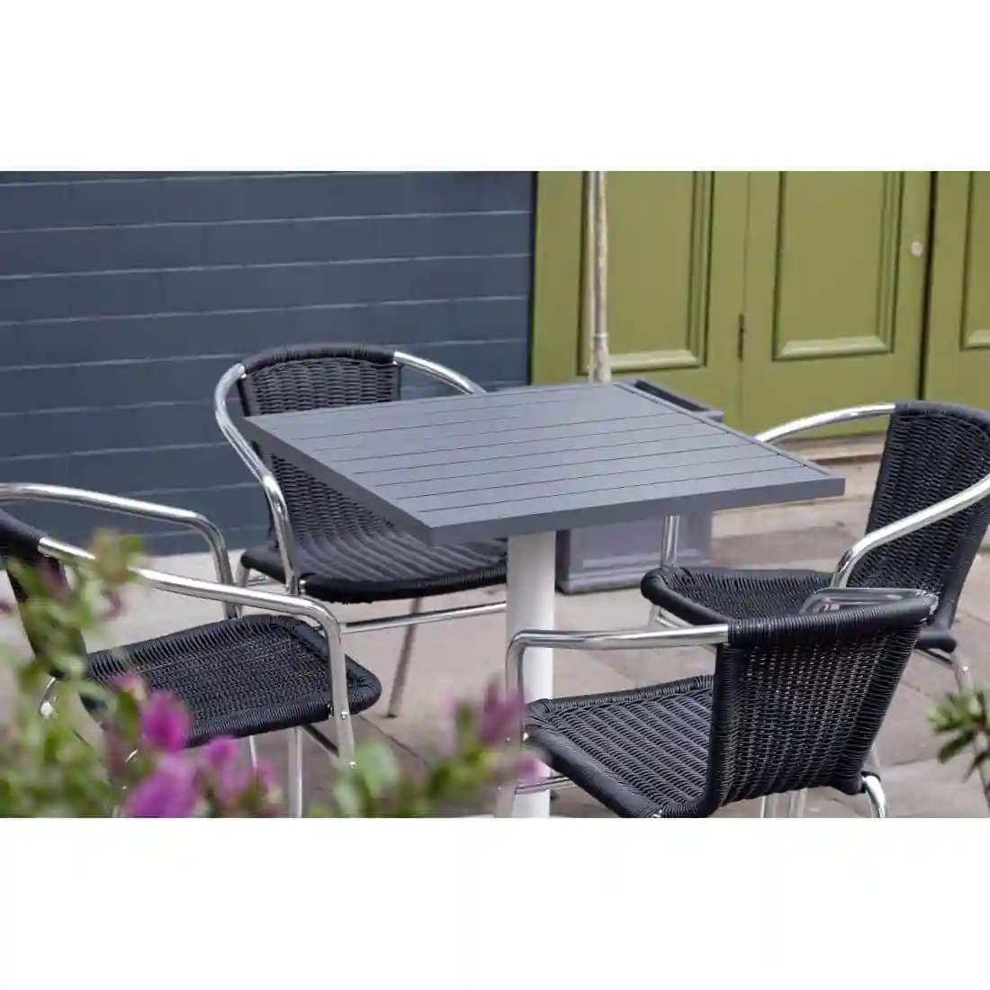 Bolero Aluminium and Black Wicker Chairs Black (Pack of 4) - Image 13