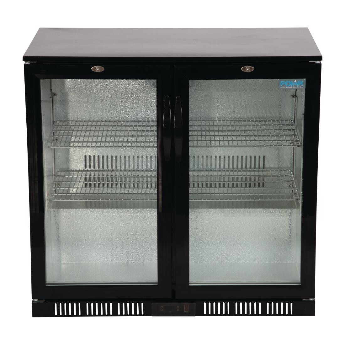 Polar Back Bar Cooler with Hinged Doors in Black 198Ltr