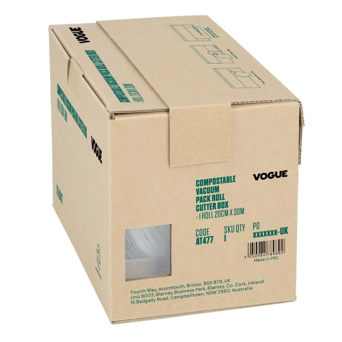 Vogue Compostable Vacuum Pack Roll Cutter Box 20cm x 30m - Image 4