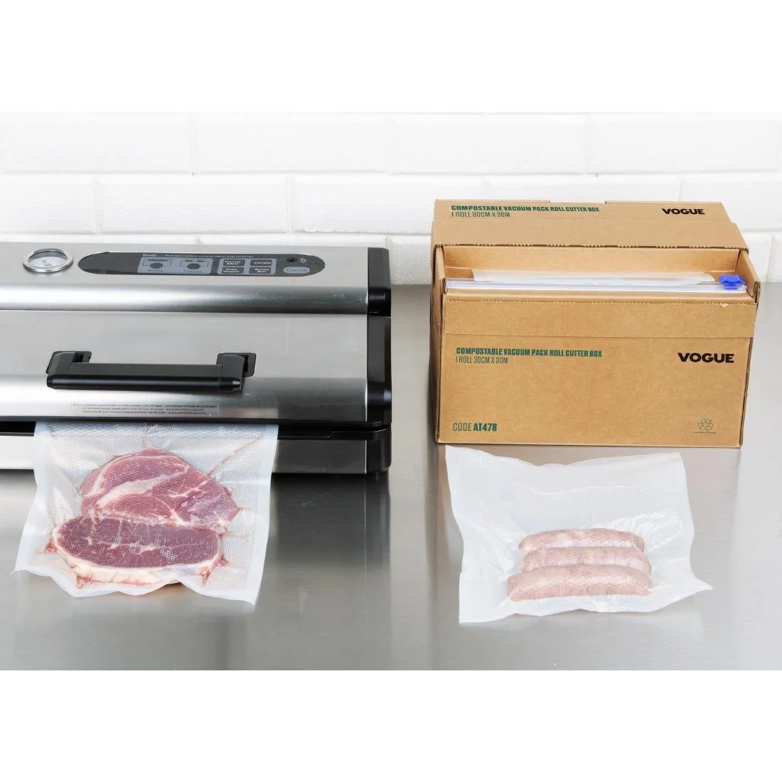 Vogue Compostable Vacuum Pack Roll Cutter Box 20cm x 30m - Image 6