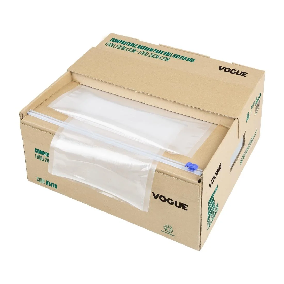 Vogue Compostable Vacuum Pack Roll Cutter Box 200mm & 300mm Twin Pack - Image 1