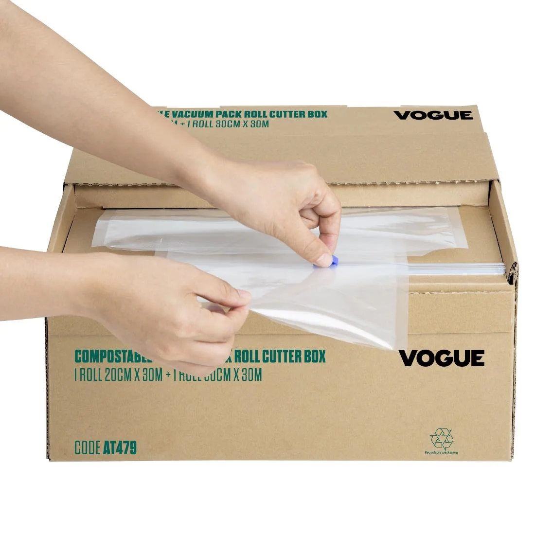 Vogue Compostable Vacuum Pack Roll Cutter Box 200mm & 300mm Twin Pack - Image 5