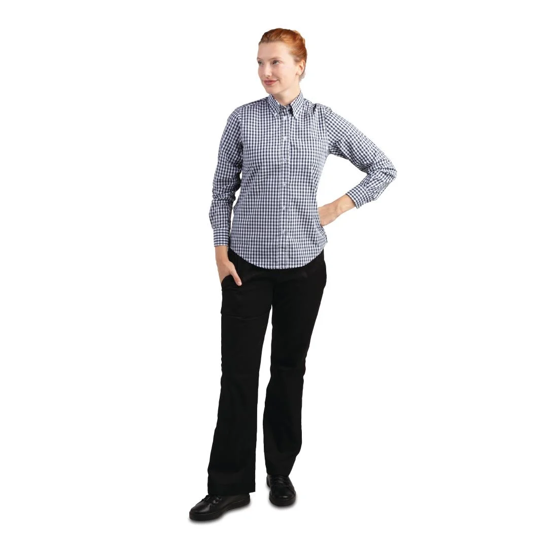 Uniform Works Womens Gingham Shirt Black XS