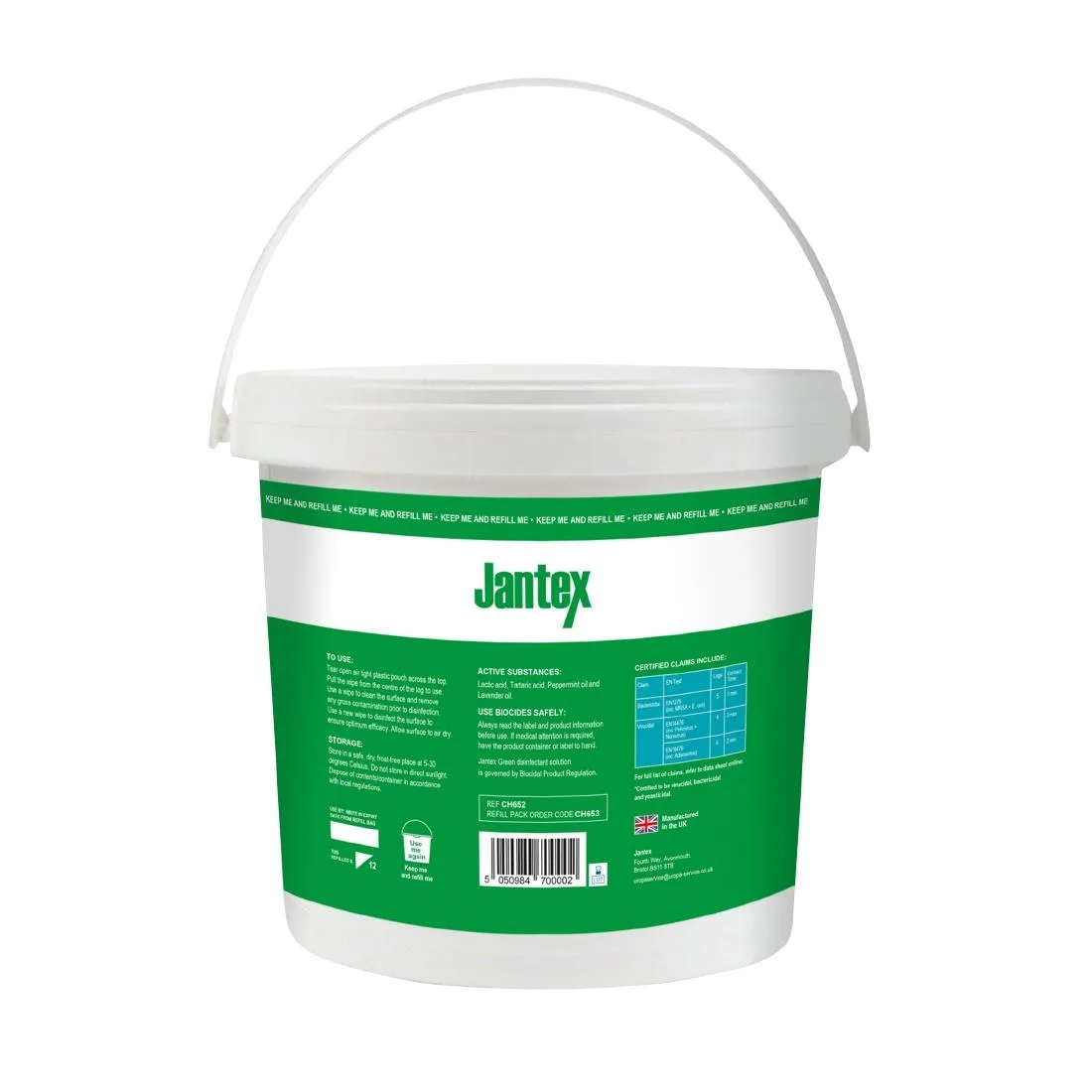 Jantex Green Surface Sanitiser Wipes Starter Tub 200mm (400 Pack) - Image 3