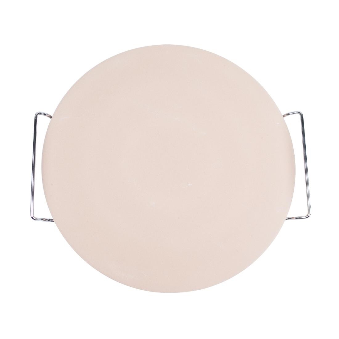 Round Pizza Stone with Metal Serving Rack