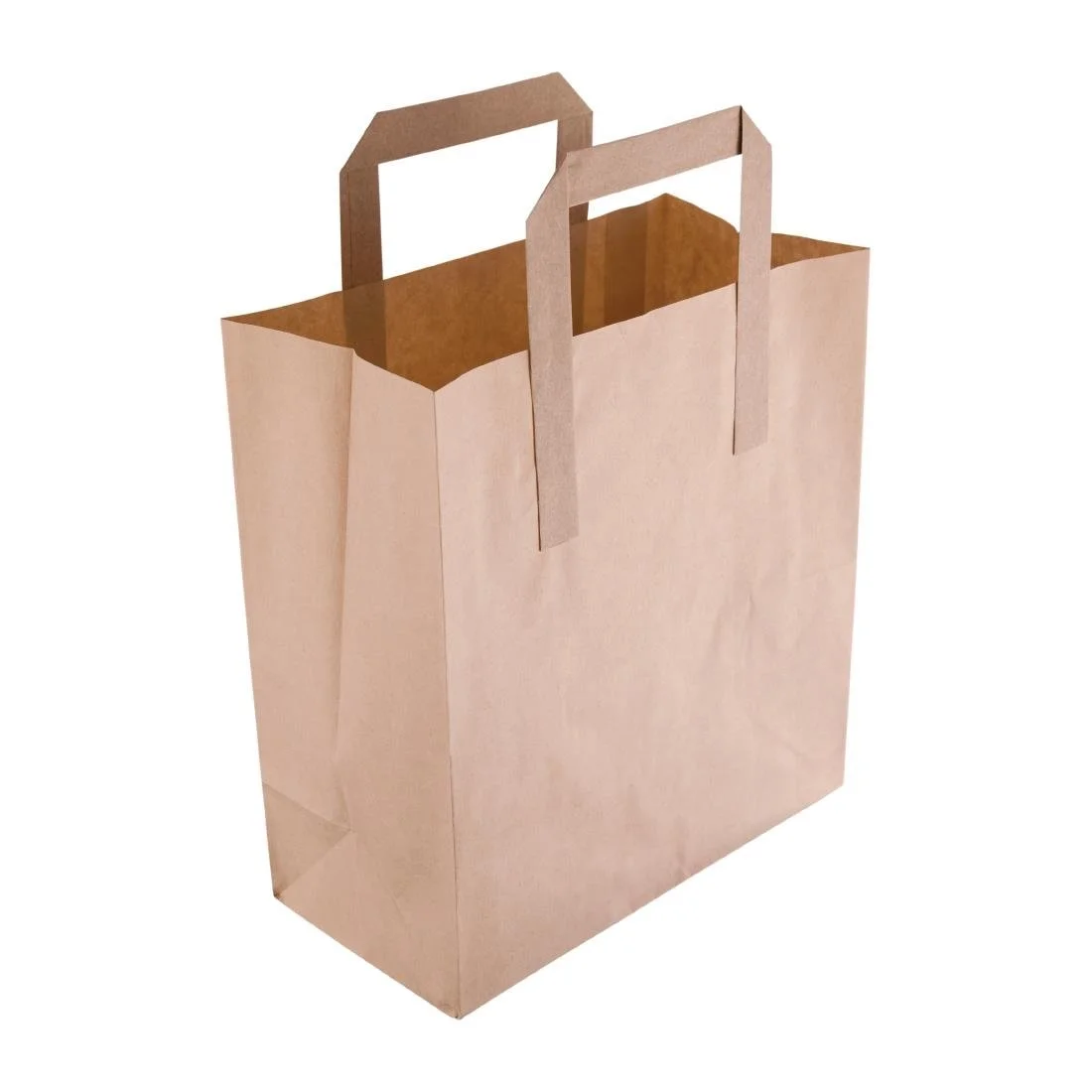 Fiesta Recyclable Flat Handle Paper Bags Brown (250 Pack) - Image 1