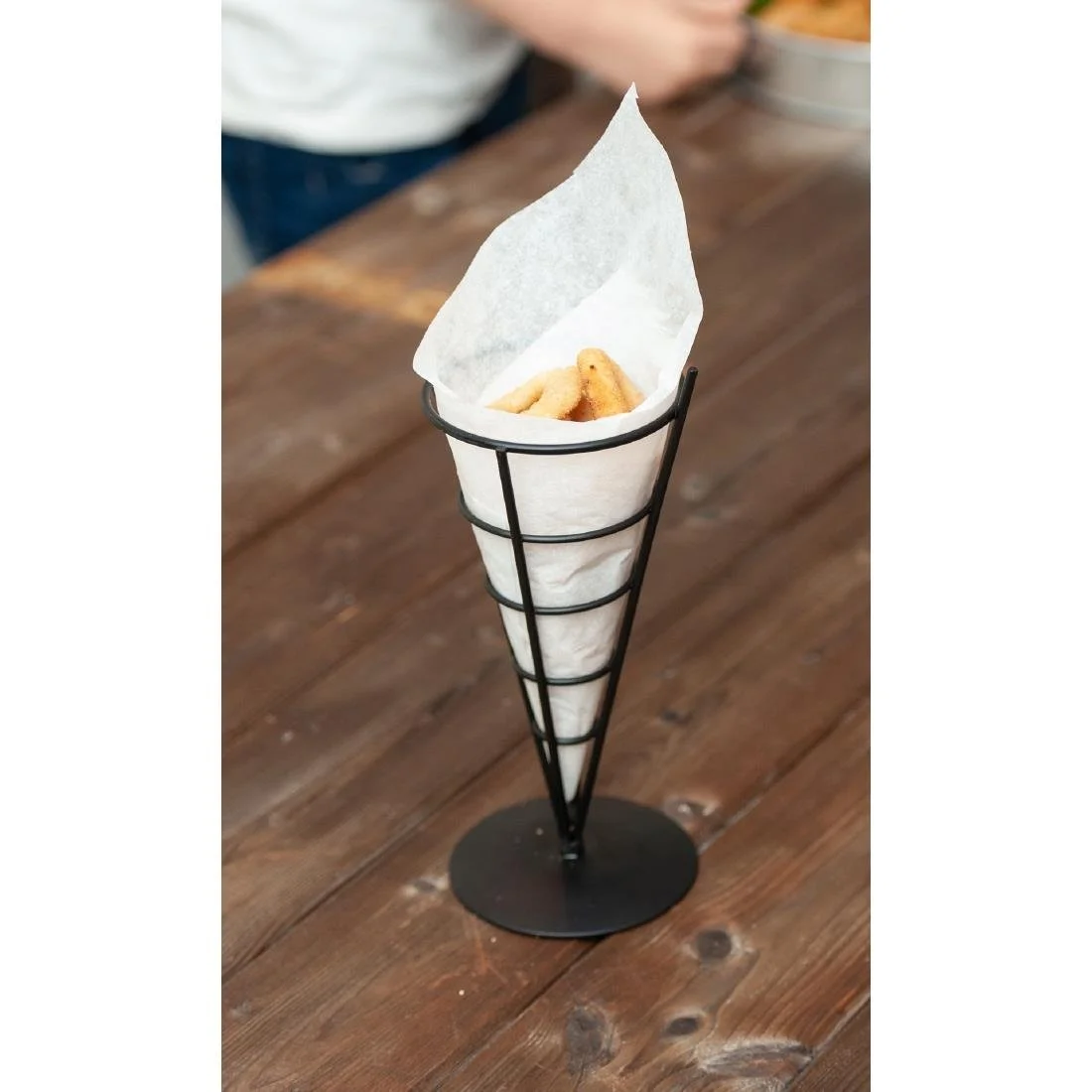Beaumont Wire French Fry Cone and Ramekin Holder Black - Image 2