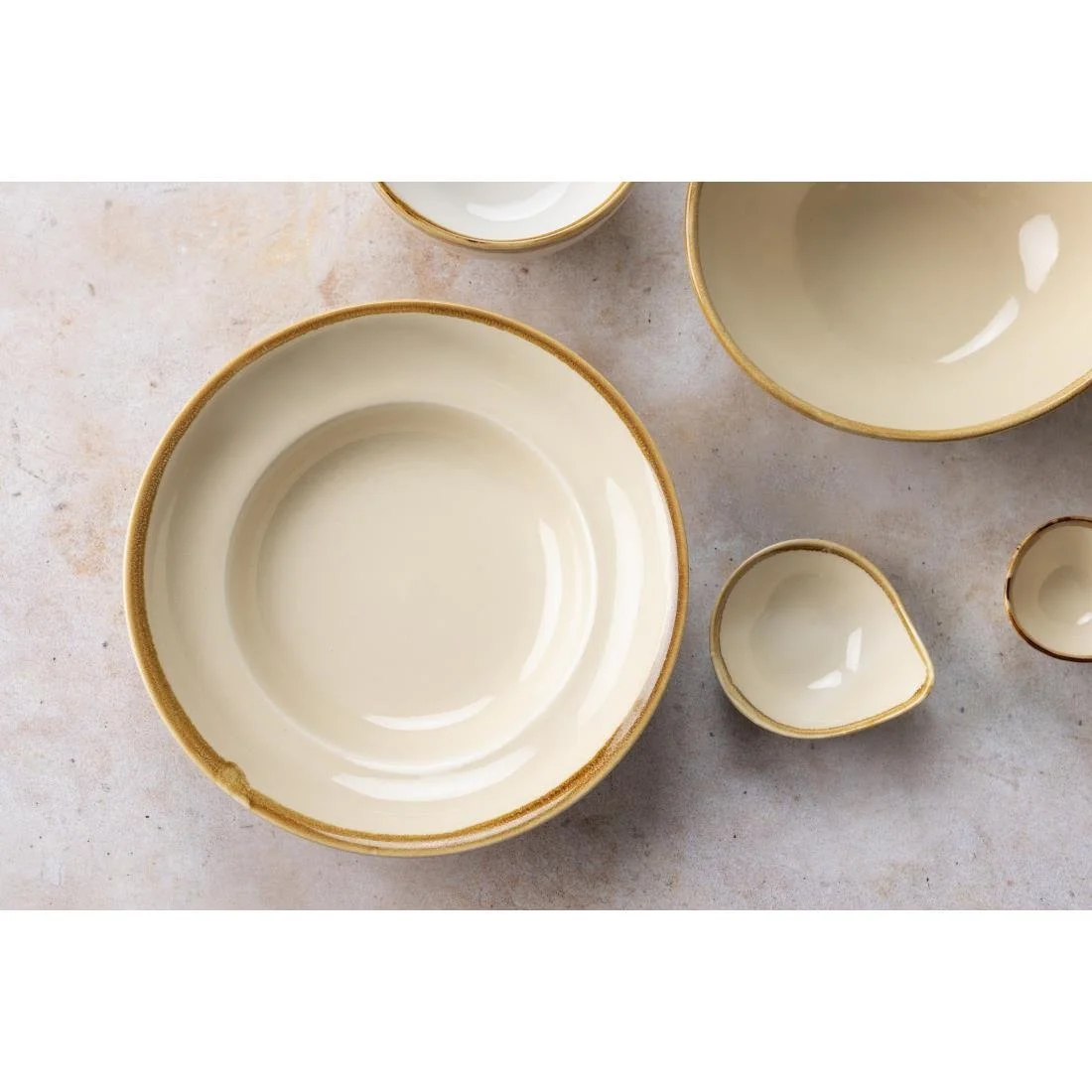 Olympia Kiln Pasta Bowls Sandstone 250mm (4 Pack) - Image 2