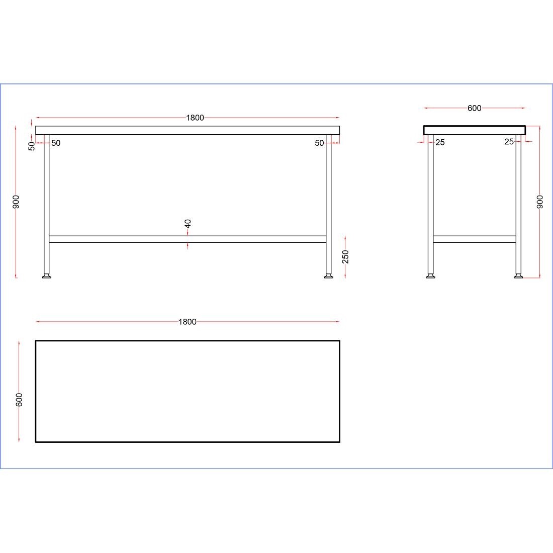 Holmes Stainless Steel Centre Table 1800mm