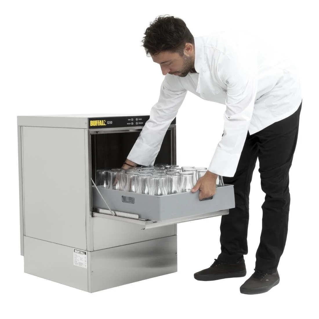 Buffalo Undercounter Glasswasher with Drain Pump 500x500mm Baskets - Image 13