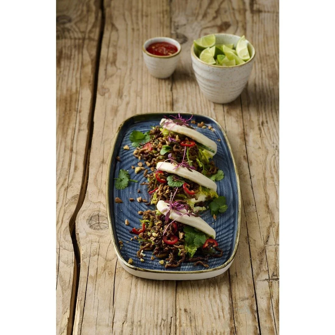 Churchill Stonecast Blueberry Chefs' Walled Oblong Plates 300mm (6 Pack) - Image 3