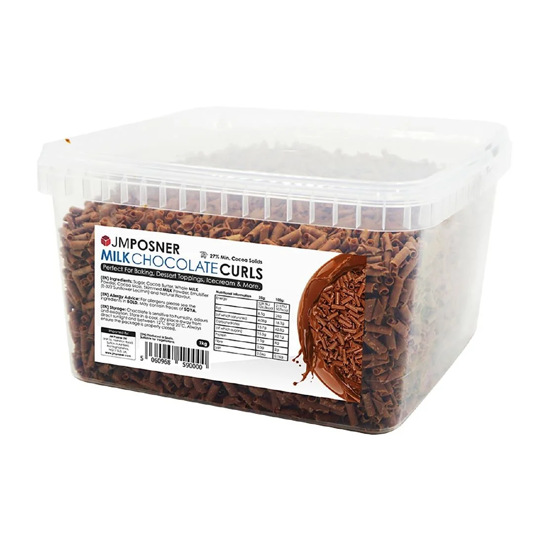 JM Posner Milk Chocolate Curls (Rainforest Alliance Cocoa) - 4Kg - Image 1