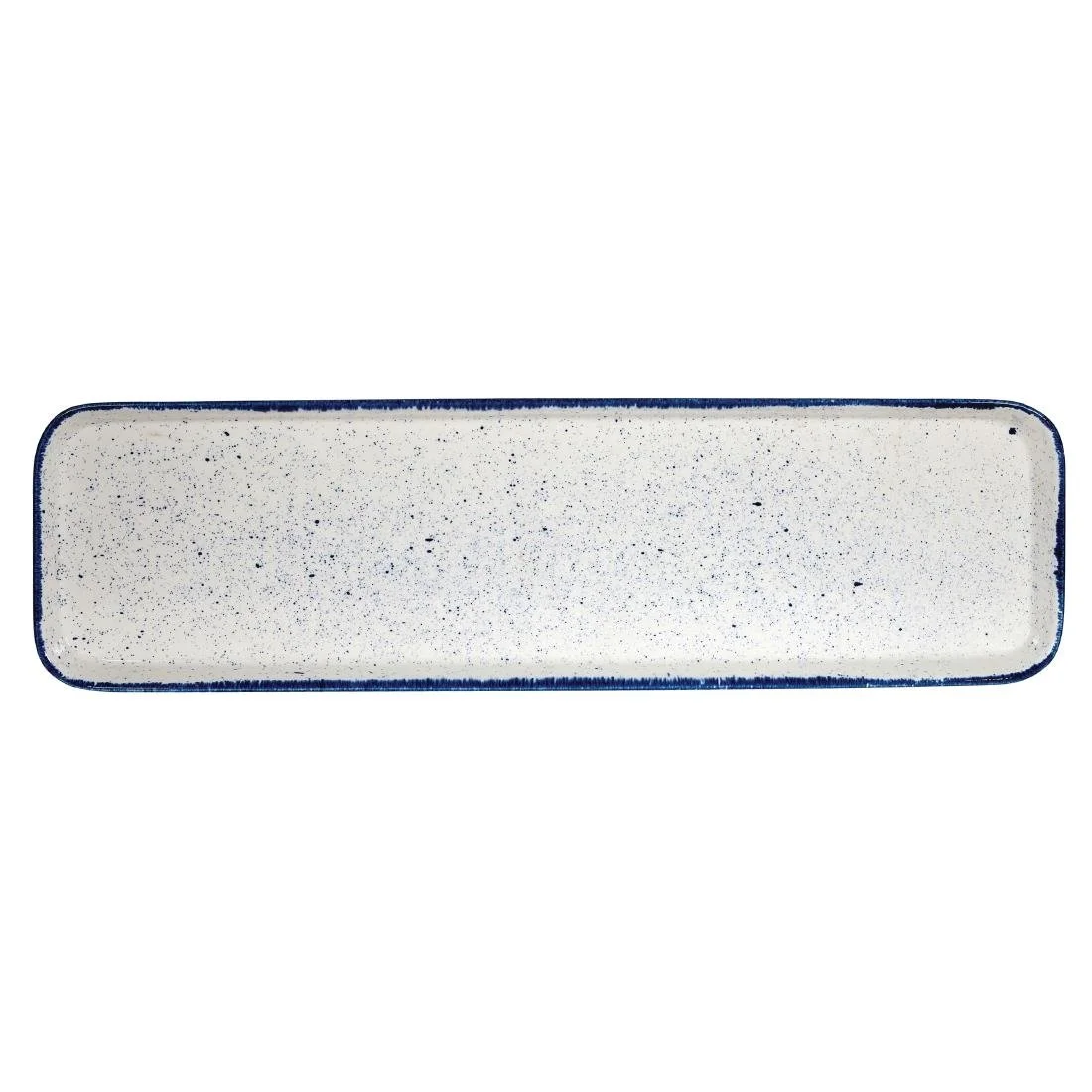 Churchill Stonecast Hints Rectangular Flat Trays Indigo Blue 150x 530mm (4 Pack) - Image 1