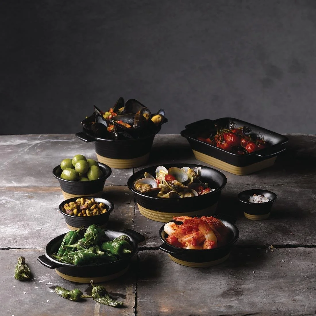 Churchill Black Igneous Stoneware Individual Dishes 120mm (6 Pack) - Image 2