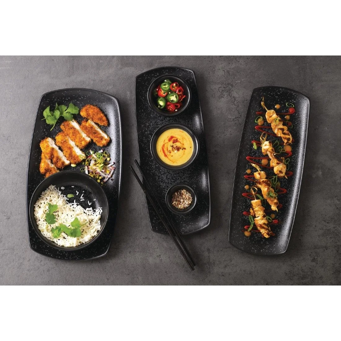 Churchill Menu Shades Caldera Ash Rectangular Plates 140mm (6 Pack) - Image 3