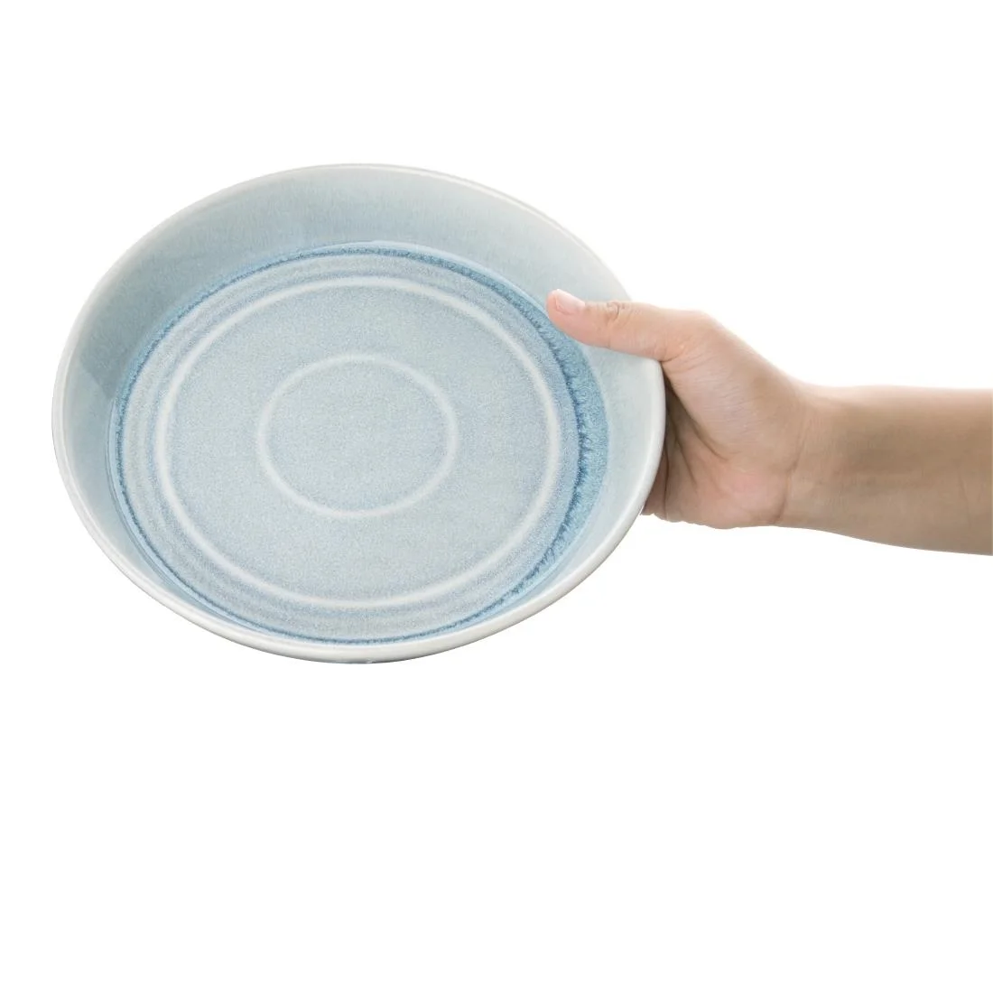 Olympia Cavolo Flat Round Bowls Ice Blue 220mm (4 Pack) - Image 4