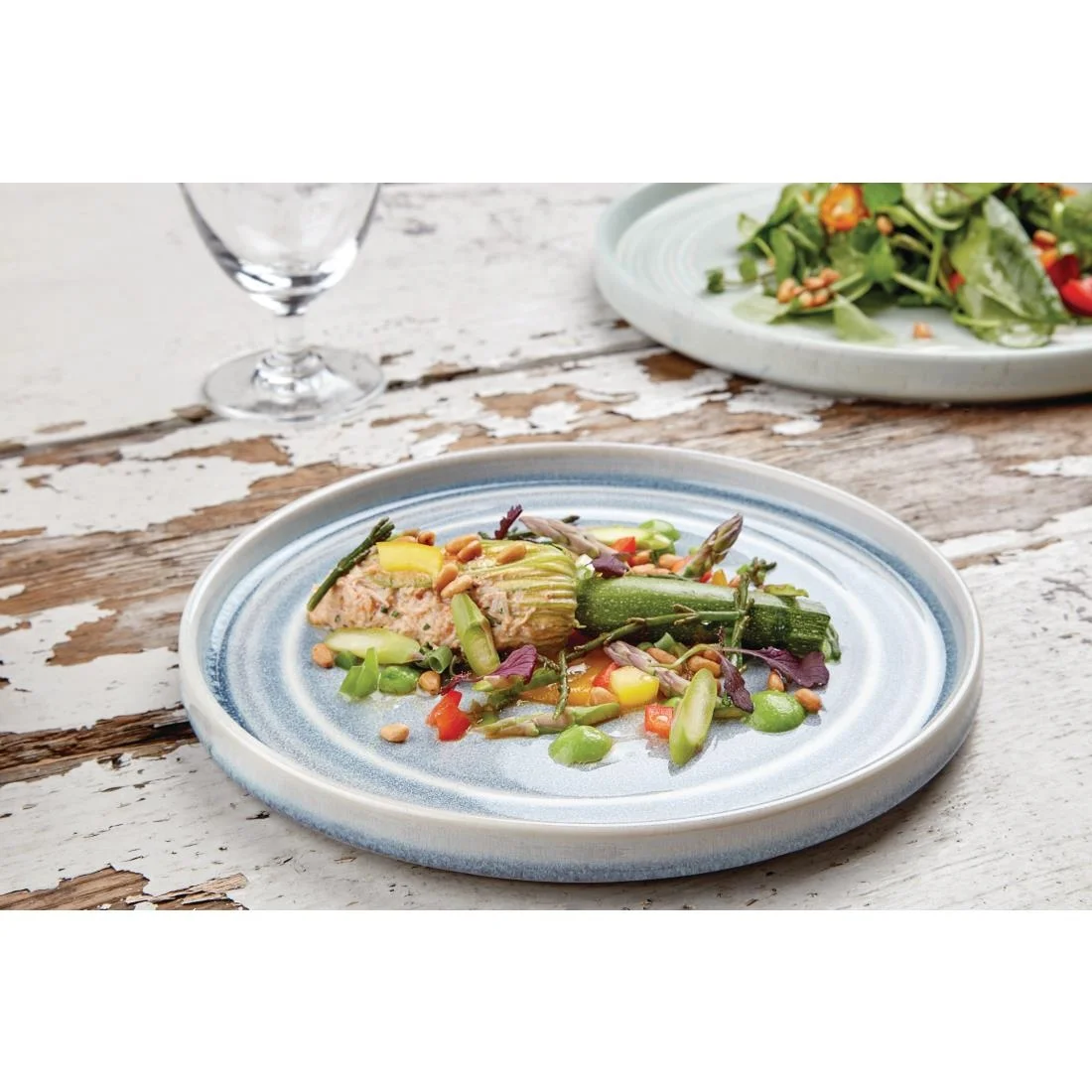 Olympia Cavolo Flat Round Plates Ice Blue 220mm (6 Pack) - Image 6