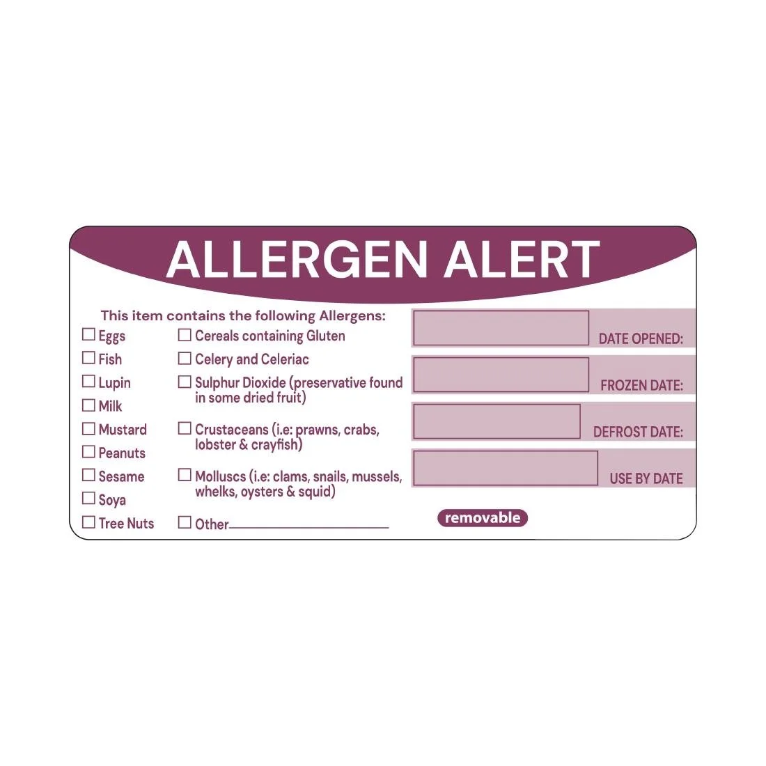 Hygiplas Removable Allergen Alert Food Labels (250 Pack) - Image 1