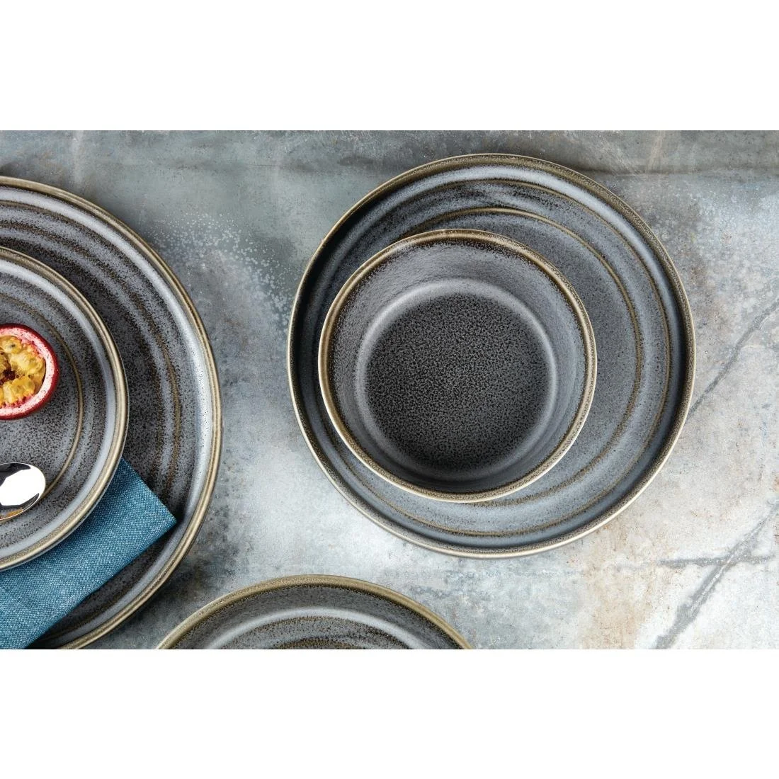 Olympia Cavolo Flat Round Plates Charcoal Dusk 270mm (4 Pack) - Image 3