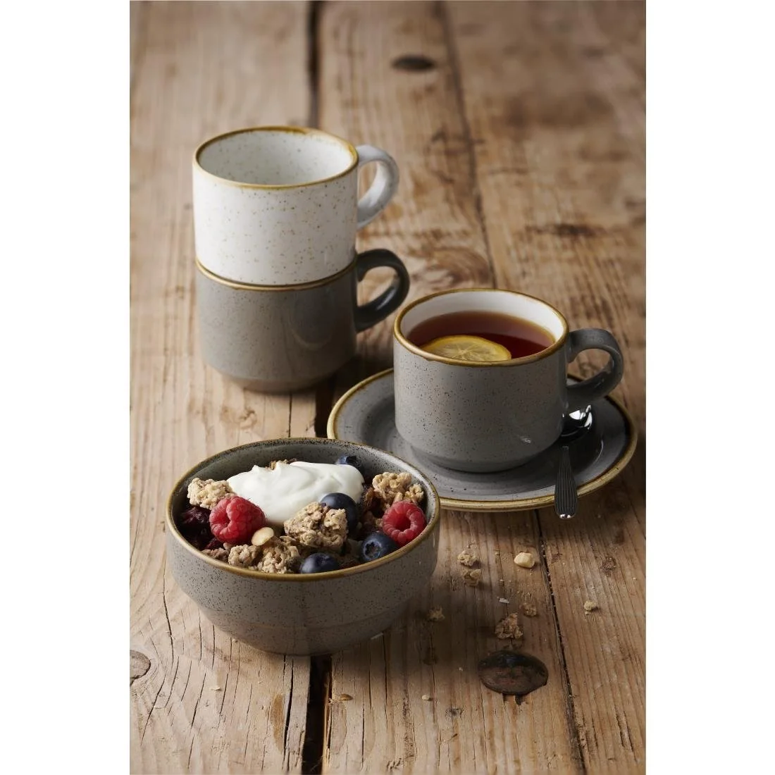 Churchill Stonecast Profile Stacking Cups Barley White 227ml (12 Pack) - Image 3