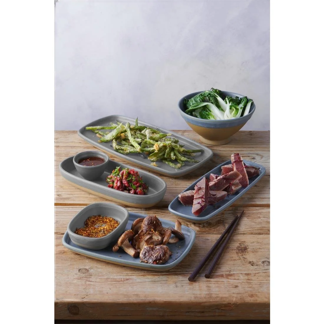 Churchill Emerge Oslo Blue Oblong Plates 254x77mm (6 Pack) - Image 4