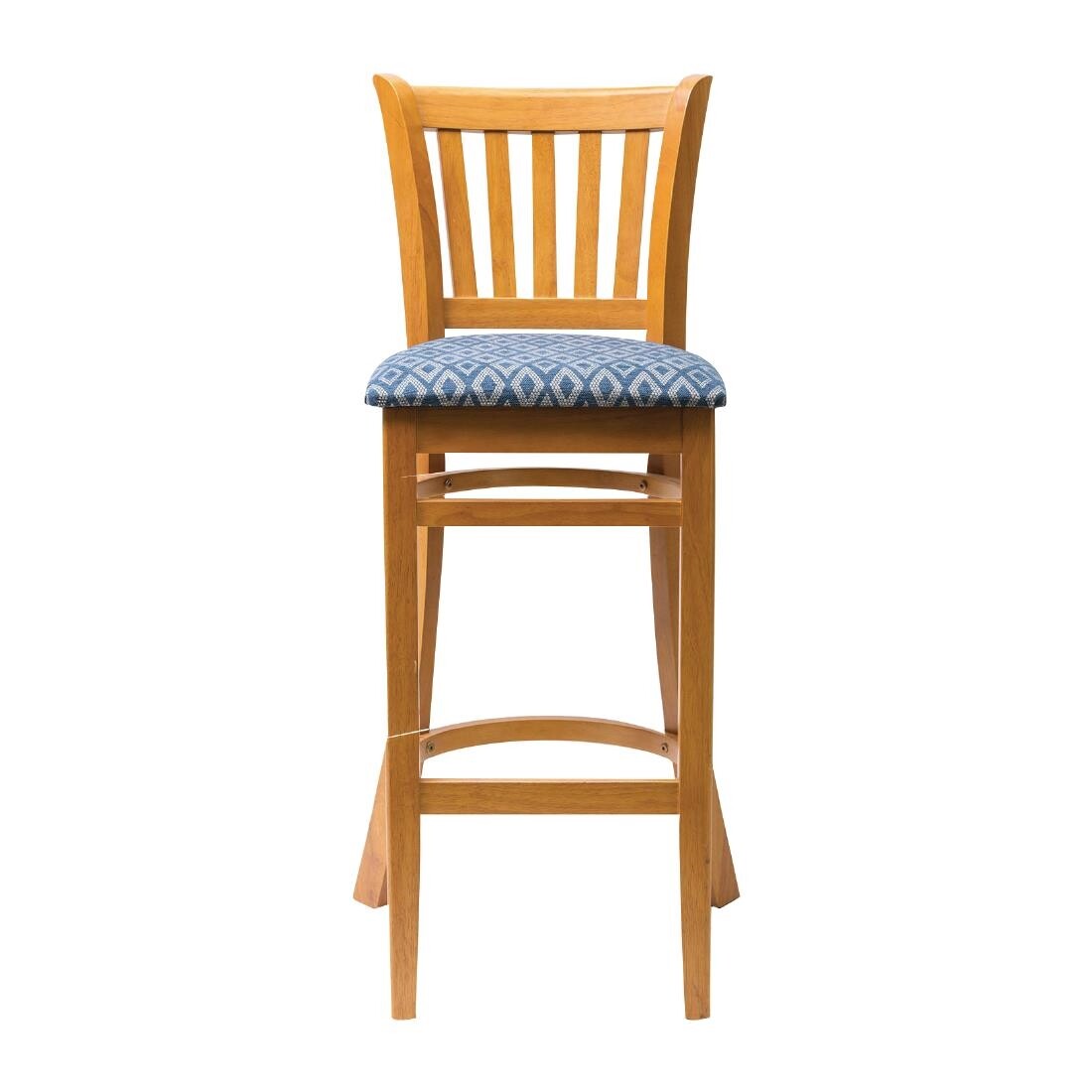 Manhattan Soft Oak Bar Chair with Blue Diamond Padded Seat
