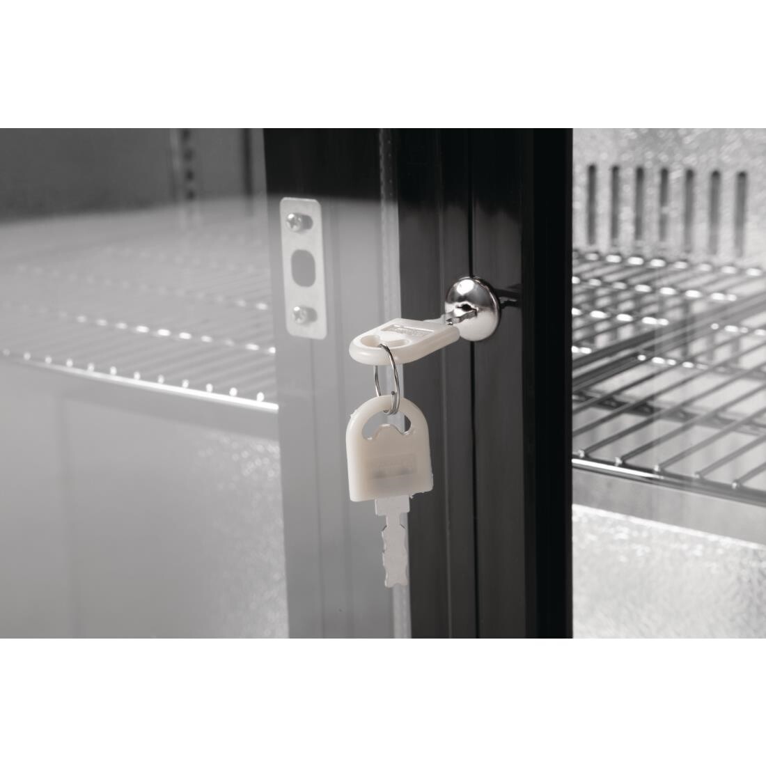 Polar Back Bar Cooler with Sliding Doors in Black 198Ltr