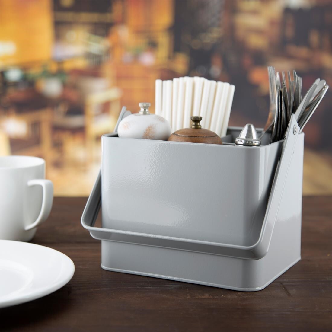 Olympia Galvanised Condiment Table Tidy - Grey