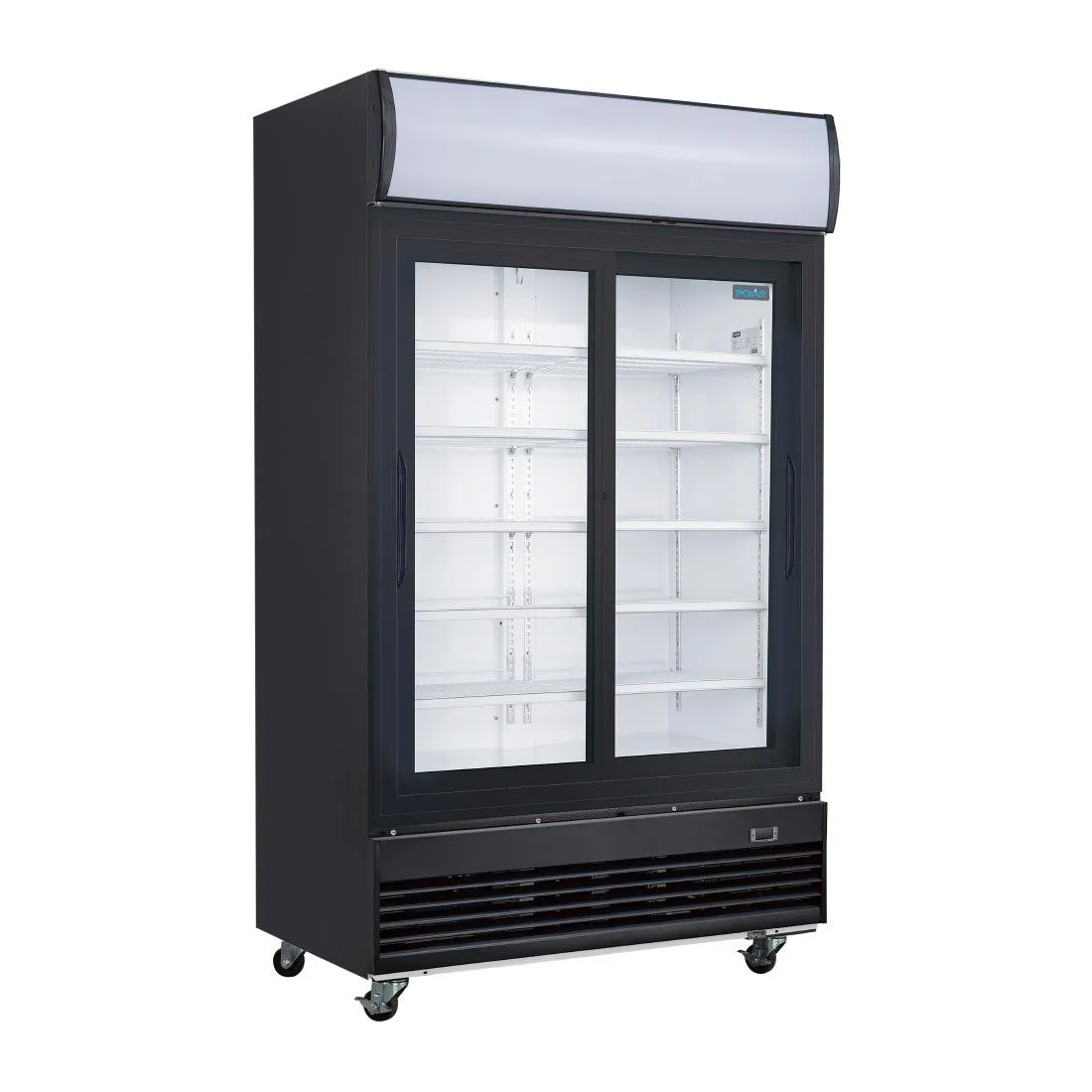 Polar G-Series Upright Sliding Door Display Cooler with Light Box 950Ltr Black - Image 1