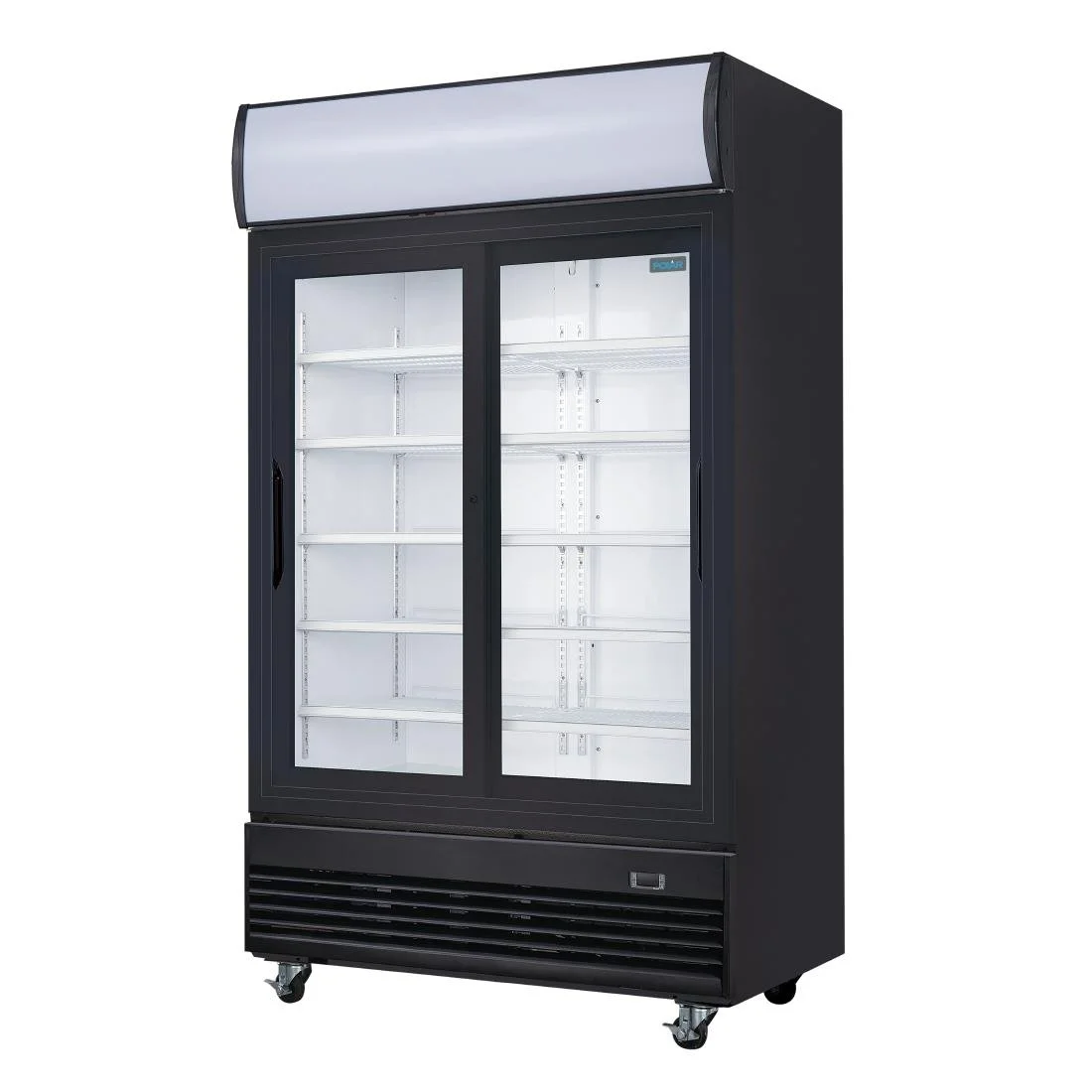 Polar G-Series Upright Sliding Door Display Cooler with Light Box 950Ltr Black - Image 2
