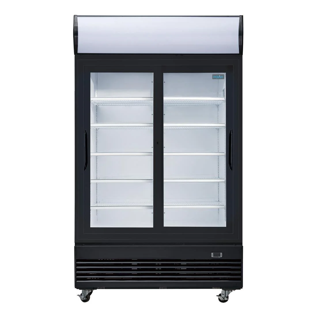Polar G-Series Upright Sliding Door Display Cooler with Light Box 950Ltr Black - Image 3